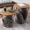 Lavish Home Nested End Tables Set Of 2 Wood And Wire Storage Tables 16In 20In